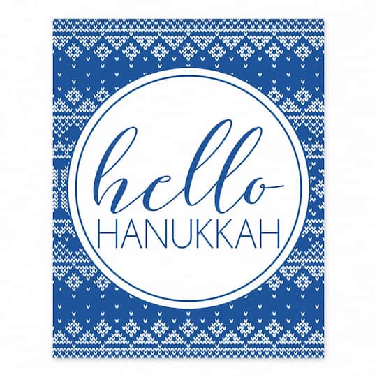 Hello Hanukkah Sweater Pattern 8x10 Tabletop Canvas